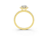 Yellow gold Marquise Cut Halo Diamond Pave Band with Prong Setting_3