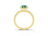 Yellow gold Marquise Cut Halo Diamond Pave Band with Prong Setting_3