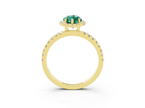 Yellow gold Marquise Cut Halo Diamond Pave Band with Prong Setting_3