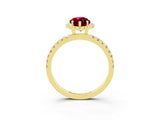 Yellow gold Marquise Cut Halo Diamond Pave Band with Prong Setting_3