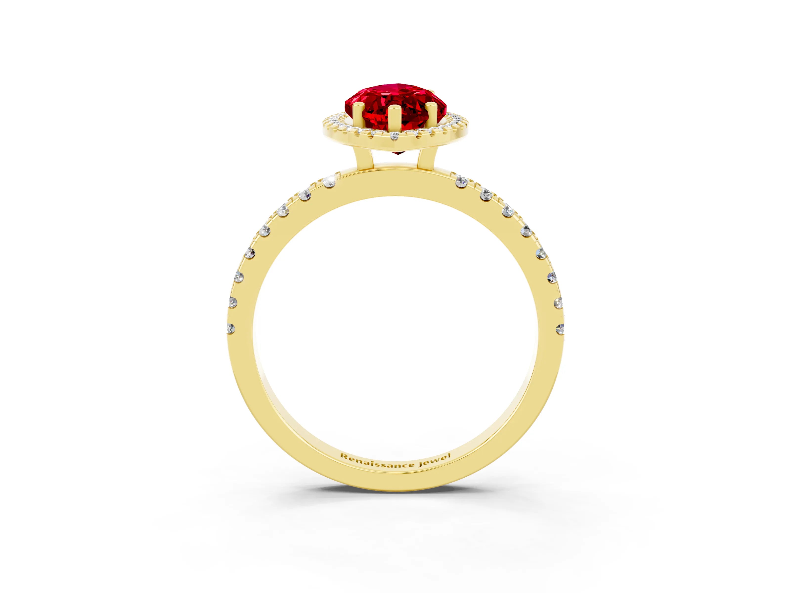Yellow gold Marquise Cut Halo Diamond Pave Band with Prong Setting_3