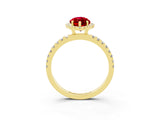 Yellow gold Marquise Cut Halo Diamond Pave Band with Prong Setting_3