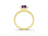 Yellow gold Marquise Cut Halo Diamond Pave Band with Prong Setting_3