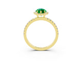 Yellow gold Marquise Cut Halo Diamond Pave Band with Prong Setting_3