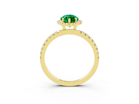 Yellow gold Marquise Cut Halo Diamond Pave Band with Prong Setting_3