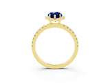 Yellow gold Marquise Cut Halo Diamond Pave Band with Prong Setting_3