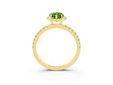 Yellow gold Marquise Cut Halo Diamond Pave Band with Prong Setting_3