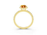 Yellow gold Marquise Cut Halo Diamond Pave Band with Prong Setting_3