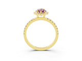 Yellow gold Marquise Cut Halo Diamond Pave Band with Prong Setting_3