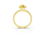 Yellow gold Marquise Cut Halo Diamond Pave Band with Prong Setting_3