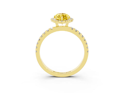 Yellow gold Marquise Cut Halo Diamond Pave Band with Prong Setting_3