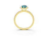 Yellow gold Marquise Cut Halo Diamond Pave Band with Prong Setting_3