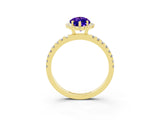 Yellow gold Marquise Cut Halo Diamond Pave Band with Prong Setting_3