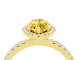 Yellow gold Marquise Cut Halo Diamond Pave Band with Prong Setting_4