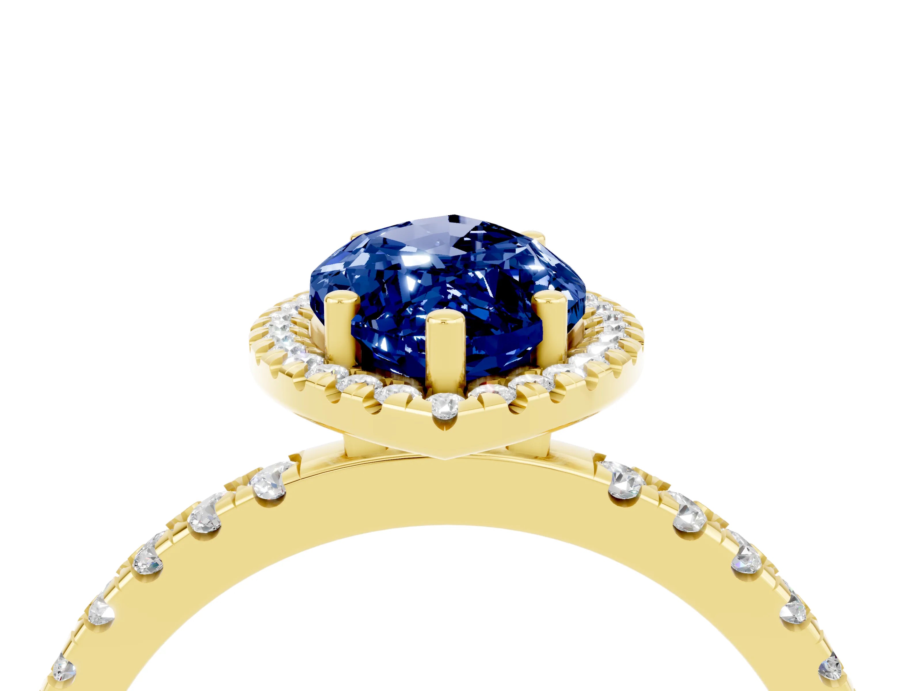 Yellow gold Marquise Cut Halo Diamond Pave Band with Prong Setting_4