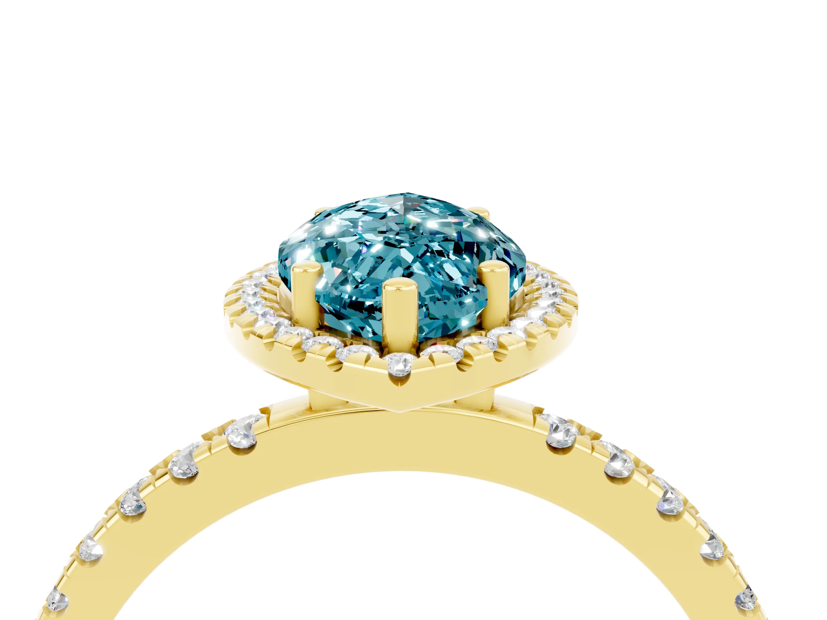 Yellow gold Marquise Cut Halo Diamond Pave Band with Prong Setting_4