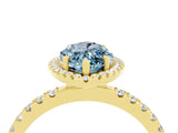 Yellow gold Marquise Cut Halo Diamond Pave Band with Prong Setting_4