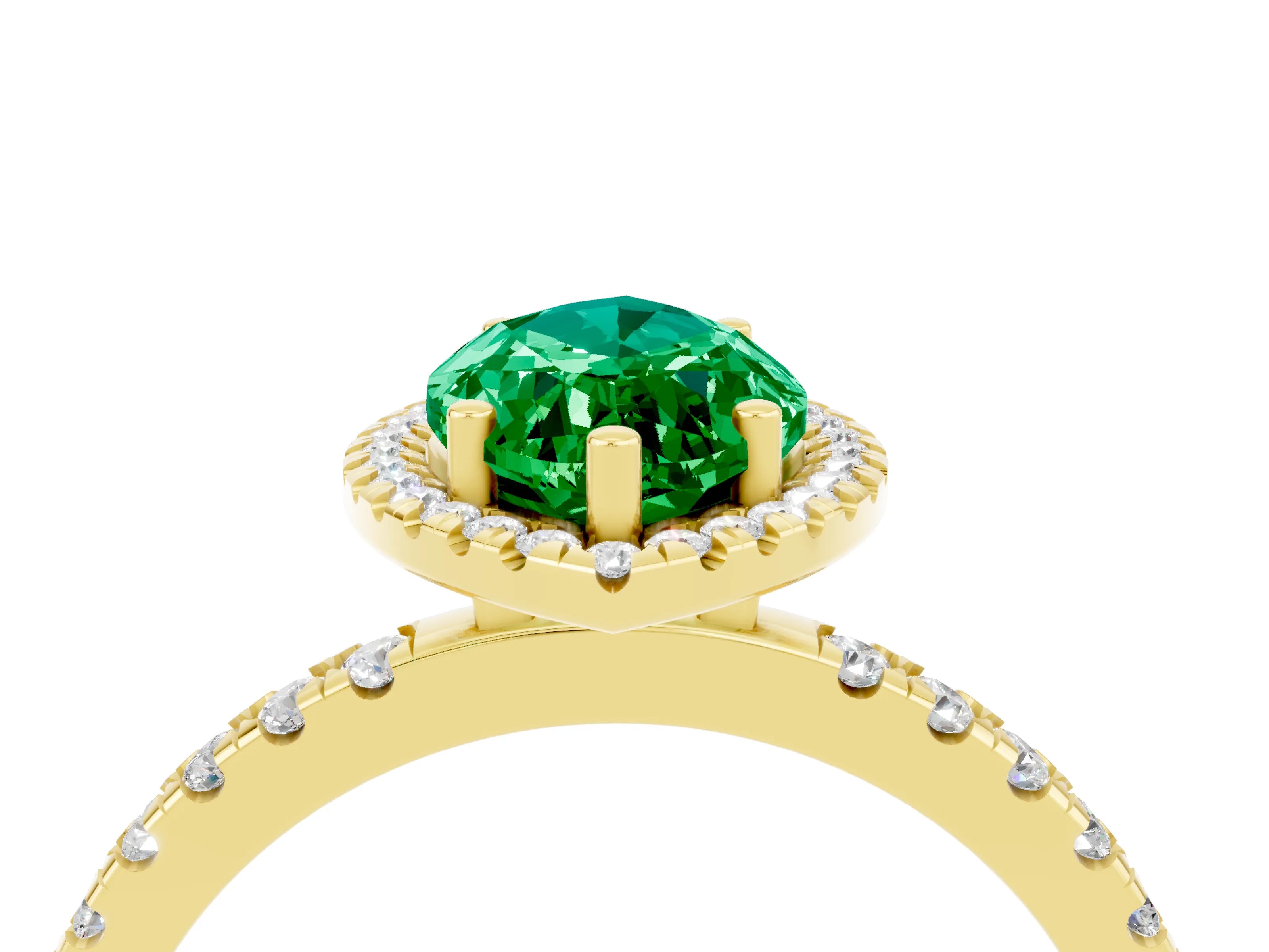 Yellow gold Marquise Cut Halo Diamond Pave Band with Prong Setting_4