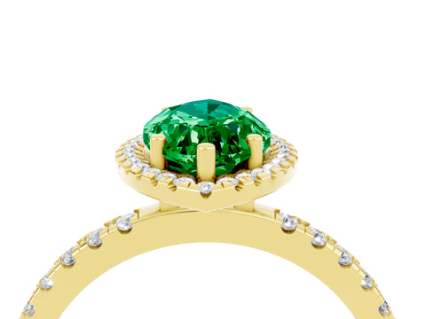 Yellow gold Marquise Cut Halo Diamond Pave Band with Prong Setting_4