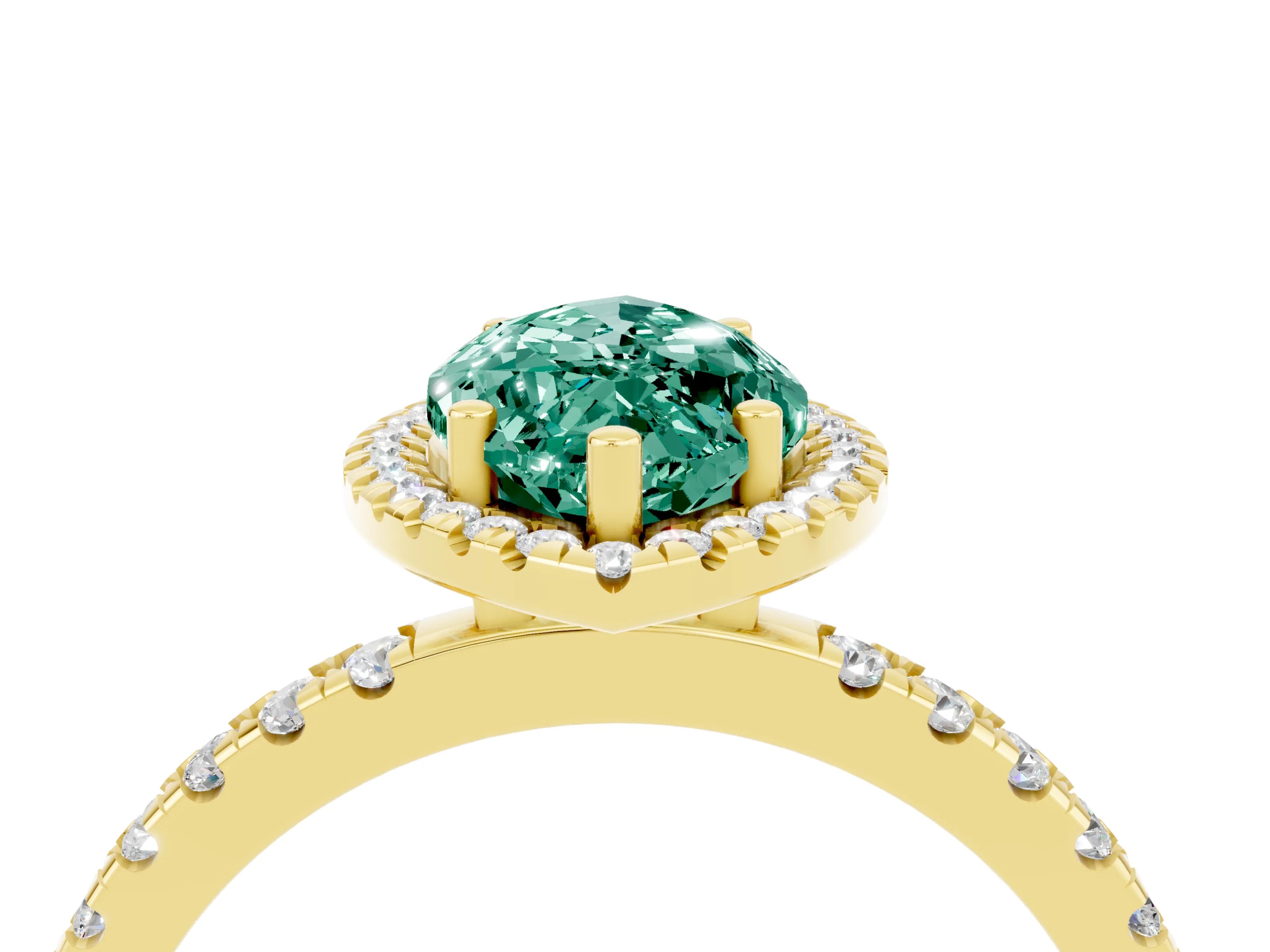 Yellow gold Marquise Cut Halo Diamond Pave Band with Prong Setting_4