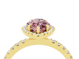 Yellow gold Marquise Cut Halo Diamond Pave Band with Prong Setting_4