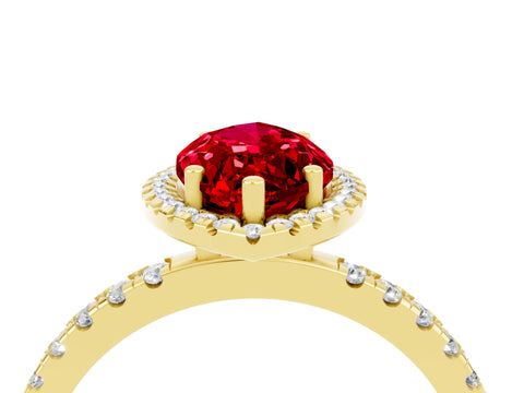 Yellow gold Marquise Cut Halo Diamond Pave Band with Prong Setting_4