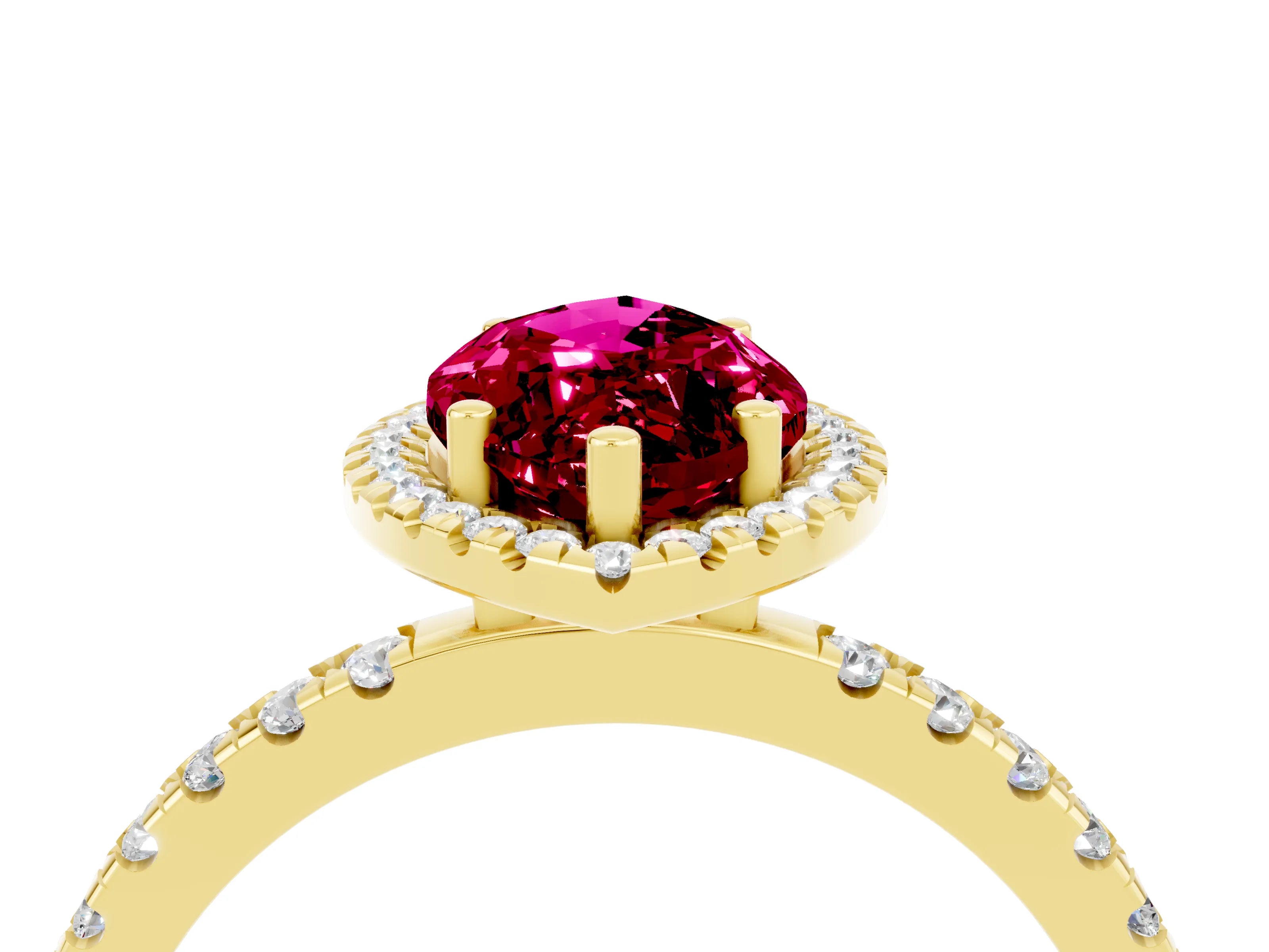 Yellow gold Marquise Cut Halo Diamond Pave Band with Prong Setting_4