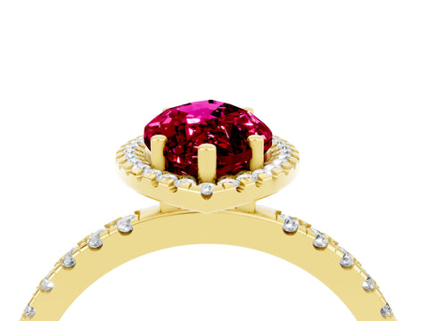 Yellow gold Marquise Cut Halo Diamond Pave Band with Prong Setting_4