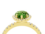 Yellow gold Marquise Cut Halo Diamond Pave Band with Prong Setting_4
