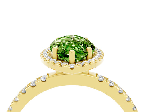 Yellow gold Marquise Cut Halo Diamond Pave Band with Prong Setting_4