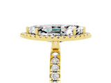 Yellow gold Marquise Cut Halo Diamond Pave Band with Prong Setting_5