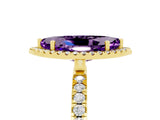 Yellow gold Marquise Cut Halo Diamond Pave Band with Prong Setting_5
