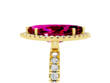 Yellow gold Marquise Cut Halo Diamond Pave Band with Prong Setting_5