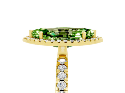 Yellow gold Marquise Cut Halo Diamond Pave Band with Prong Setting_5