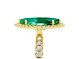 Yellow gold Marquise Cut Halo Diamond Pave Band with Prong Setting_5