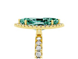 Yellow gold Marquise Cut Halo Diamond Pave Band with Prong Setting_5