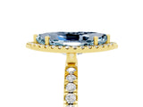 Yellow gold Marquise Cut Halo Diamond Pave Band with Prong Setting_5