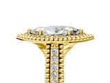 Yellow gold Marquise Cut Halo Diamond Ring with Beaded Split Shank and Four-Prong Setting_14