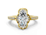 Yellow gold Marquise Cut Halo Diamond Ring with Channel Set Band and Four-Prong Setting_32