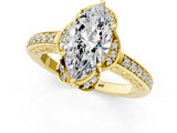 Yellow gold Marquise Cut Halo Diamond Ring with Channel Set Band and Four-Prong Setting_33