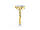 Yellow gold Marquise Cut Halo Diamond Ring with Channel Set Band and Four-Prong Setting_34