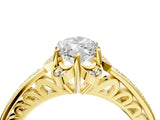 Yellow gold Marquise Cut Halo Diamond Ring with Channel Set Band and Four-Prong Setting_36