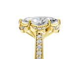 Yellow gold Marquise Cut Halo Diamond Ring with Channel Set Band and Four-Prong Setting_37