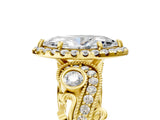 Yellow gold Marquise Cut Halo Diamond Ring with Milgrain and Bezel Accents on a Split Shank Band_22