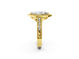 Yellow gold Marquise Cut Halo Diamond Ring with Pavé Band and Four-Prong Setting_83