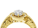 Yellow gold Marquise Cut Halo Diamond Ring with Pavé Band and Four-Prong Setting_85