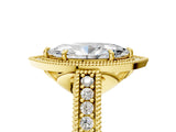 Yellow gold Marquise Cut Halo Diamond Ring with Pavé Band and Four-Prong Setting_86