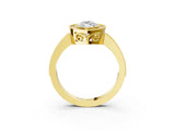 Yellow gold Marquise Cut Halo Diamond Ring with Pavé Band and Milgrain Prong Setting_35