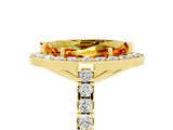Yellow gold Marquise Cut Halo Diamond Ring with Pavé Band and Three-Prong Setting_25