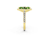 Yellow gold Marquise Cut Halo Diamond Ring with Pavé Band and Three-Prong Setting_2